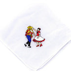 Pañuelo 18 Blonda Diseño Bordado Pareja Fechas Patrias Cueca Blanco Bordado Pareja