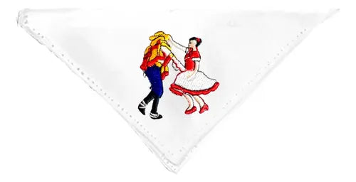 Pañuelo Cueca Bordado Fiestas Patrias Y Danzas Tradicionales Color Blanco Diseño De La Tela Pareja Bailando
