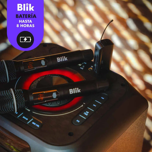 Pack 2 Micrófonos Blik Inalámbricos Con Receptor Karaoke Negro