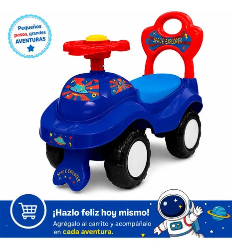 Correpasillo Andador Auto Respaldo Bocina Maleta 18-36 Meses Azul