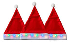 Pack 3 Gorros Luces Led Viejito Pascuero Fiestas Navideñas Rojo