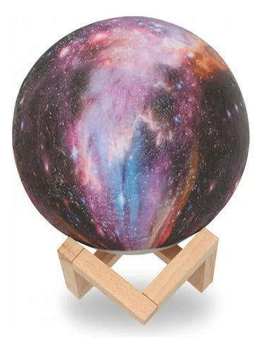 Lámpara Galaxia 3d 18cm Touch Recargable / Exc Centros Mesas Madera Galaxia