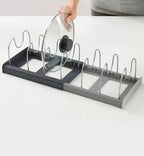 Organizador De Ollas Expandible Menaje Tablas Tapas X L Negro- Gris