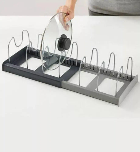 Organizador De Ollas Expandible Menaje Tablas Tapas X L Negro- Gris