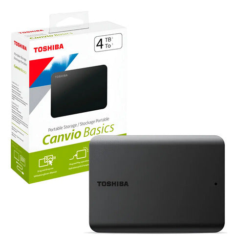 Disco Duro Externo Toshiba 4tb 2.5  Canvio Basics A5 Usb 3.2 Negro