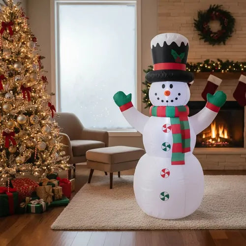 Muñeco Inflable Nieve Led Decoración Navidad 240cm Blanco