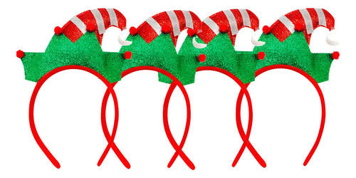 Pack 12 Cintillos Elfo Duende Fiesta Celebraciones Navideñas Verde