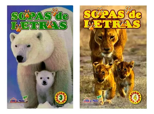 Sopas De Letras De Cartera 12 Libros Diseño Animales 160 Pag