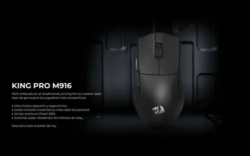 Mouse Gamer Redragon King Pro 26000dpi 5 Botones Programable Negro
