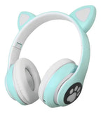 Auriculares Gamer Inalámbricos Cat Gaming Lef-1058 Verde Con Luz Led