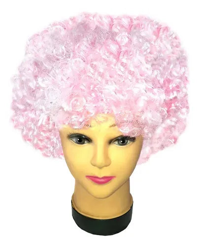 Peluca Afro Colores Color Rosa Claro