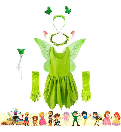 Disfraz Vestido Hada Cuento Infantil Dia Del Libro Halloween Verde