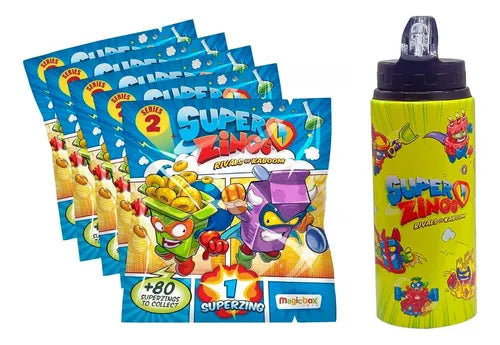 Super Zings Pack 5 Sobres Serie 2 + Botella Serie 3 Original