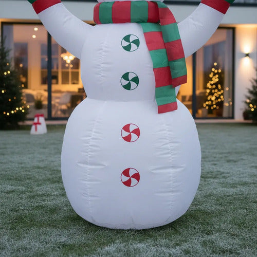 Muñeco Inflable Nieve Led Decoración Navidad 240cm Blanco
