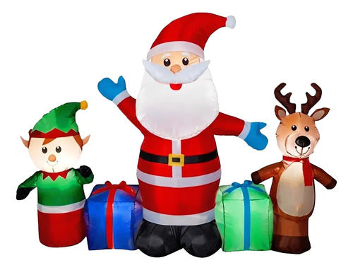 Muñeco Infable Led Decoracion Navidad Santa Reno Elfo 150cm Rojo