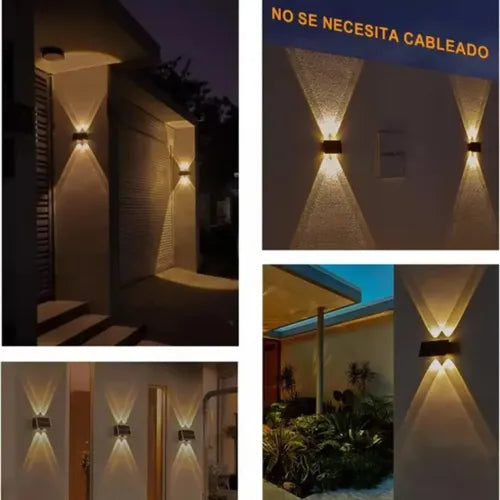 Lámpara Solar Exterior 4 Led De Sensor Recargable Luz Solar Negro