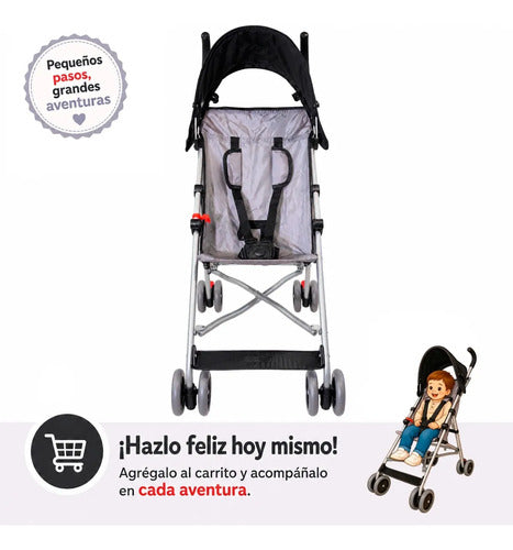 Coche Paseo Paragua Plegable Resistente Con Cinturón Y Freno Gris