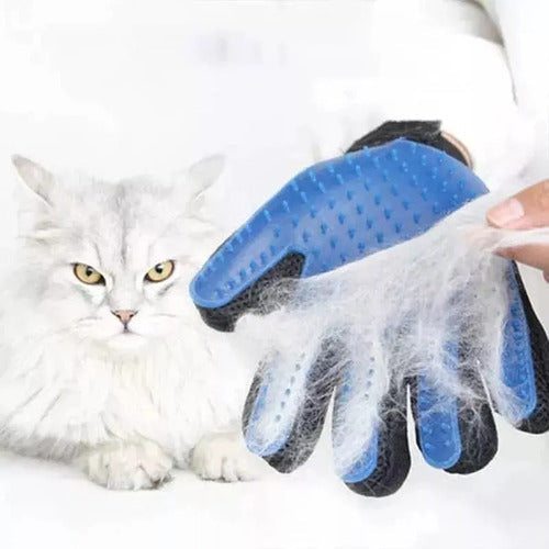 Guante Cepillo Quita Pelos Mascota Saca Pelusa Perro Gato Azul