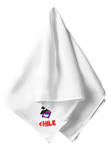 Pañuelo De Cueca Bordado Fiestas Patrias Danzas Viva Chile Blanco Viva Chile