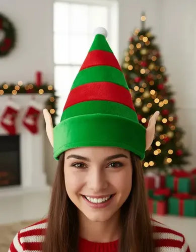Pack 3 Sombreros Gorros Navidad Duende Elfo Orejas Navideño Verde