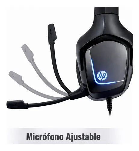 Audifonos Alambricos Hp H220 Gaming Jack 3.5mm Microfono Led Negro