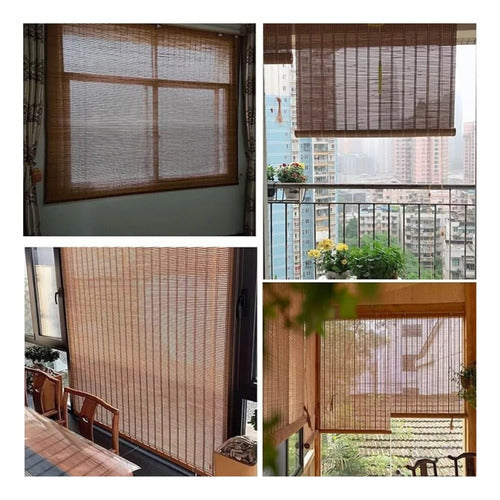 Cortina Roller Persiana Bambú Enrollable Bambo 180cm X 180cm Marrón Claro