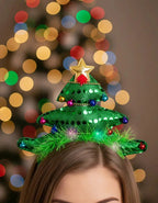 Pack 12 Cintillos Diademas Arbol Led Celebraciones Navideñas Verde