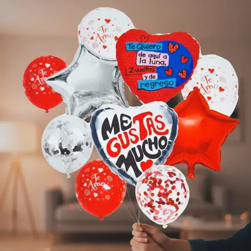 Set 10 Globos Metalizados Me Gustas Much San Valentín Regalo Varios