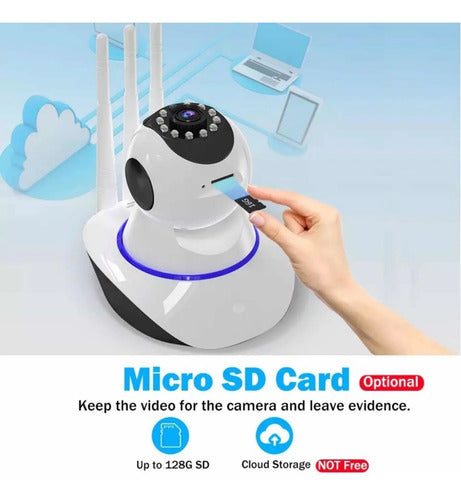 Camara Ip Wifi 1080p Onvif 2m Hd Visión Nocturna 360 Grados Blanco