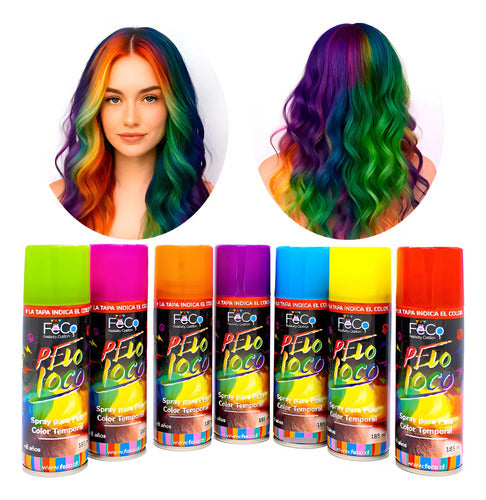 Pack 3 Spray Pintura Para Cabello Temporal Varios Colores Surtido