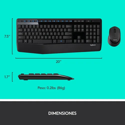 Kit Teclado Y Mouse Inalambrico Logitech Mk345 Color Del Mouse Negro Color Del Teclado Negro