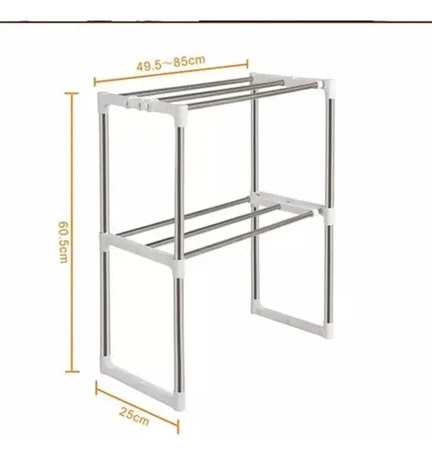 Rack 2 Niveles Estante Organizador Microondas Multiuso Cocin Plateado