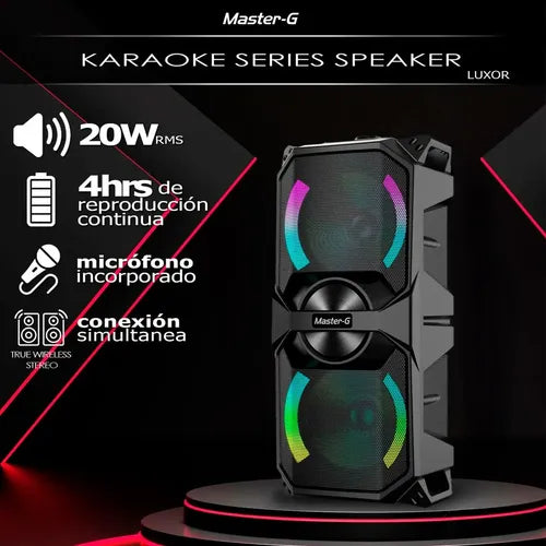 Parlante Karaoke Master-g Mgluxor Bluetooth  5.3  6,5x2 Tws Negro