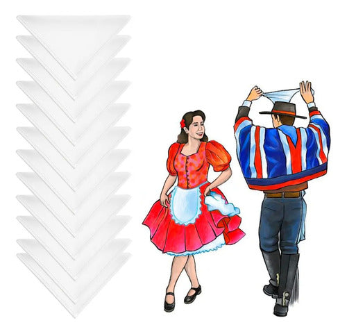 Pack 12 Pañuelo Cueca Competencia Liso Fiestas Patrias Danza Blanco Liso