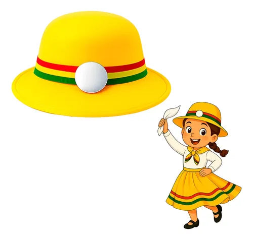 Sombrero Gorro Nortino Para Niños/as Danzas Fiestas Patrias Amarillo Estandar Lisa