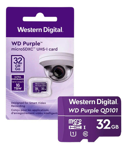 Tarjeta De Memoria Microsdhc 32gb Wd Purple Uhs-i 4k 100mb/s