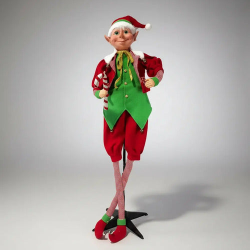 Muñeco Animatronic Elfo Duende Decoracion Fiestas Navideñas Rojo