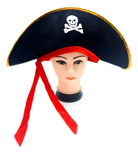 Sombrero Capitan Pirata Corsario Halloween Cosplay Fiestas Negro