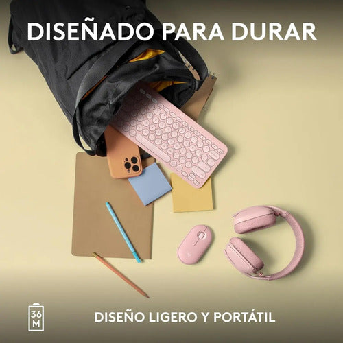 Teclado Bluetooth Logitech Pebble Keys 2 K380s Qwerty Teclado Rosado Idioma Español