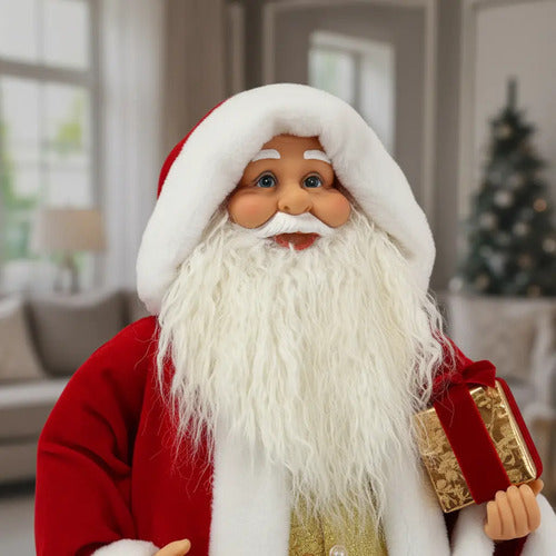 Muñeco Santa Con Campana Animatronic Dcoracion Navidad 115cm Rojo