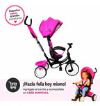 Triciclo Paseo Multifuncional Con Asiento 360º Amortiguador Rosado