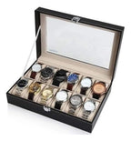 Organizador Estuche Exhibidor Caja Bandeja 12 Relojes  Negro