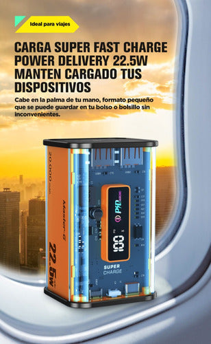 Cargador Portatil Bateria Power Bank Master G 20000mah 22.5w Negro