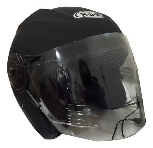 Casco Abierto Para Moto Hln Clásico Urbano, Negro Mate Con Certificación Dot Standar