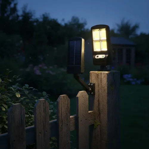Foco Estilo Farol Solar Led Con Sensor De Movimiento Negro Blanco