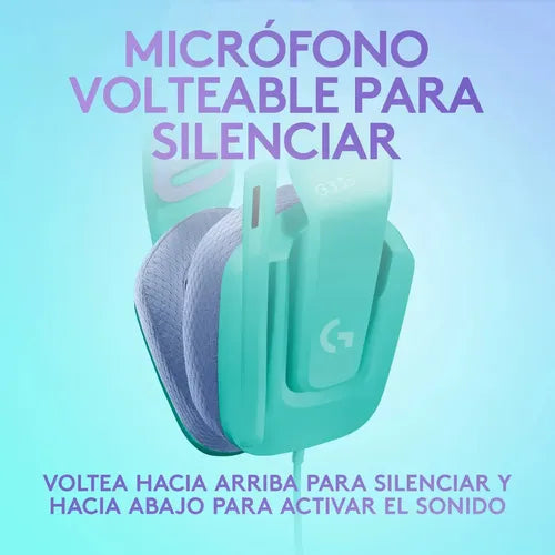 Logitech G335 Audífonos Con Cable Para Gaming Celeste Mint