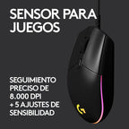 Mouse Gamer Logitech G203 Lightsync Óptico De 8000 Dpi Con 6 Botones Negro