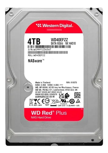 Disco Duro Interno Wd Red Plus 4tb 5400 Rpm Nas / Dvr / Nvr Rojo