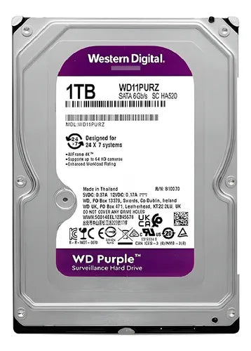 Disco Duro Interno Western Digital Purple 1tb Pc / Nvr / Dvr Púrpura