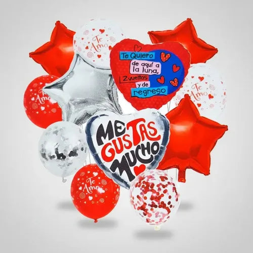 Set 10 Globos Metalizados Me Gustas Much San Valentín Regalo Varios